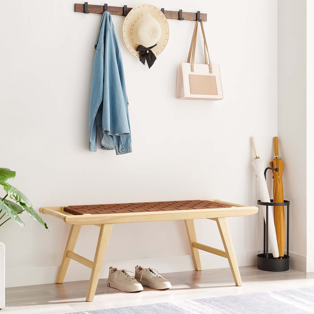 Saoirse 47&quot; Faux Leather Wood Bench by Modway