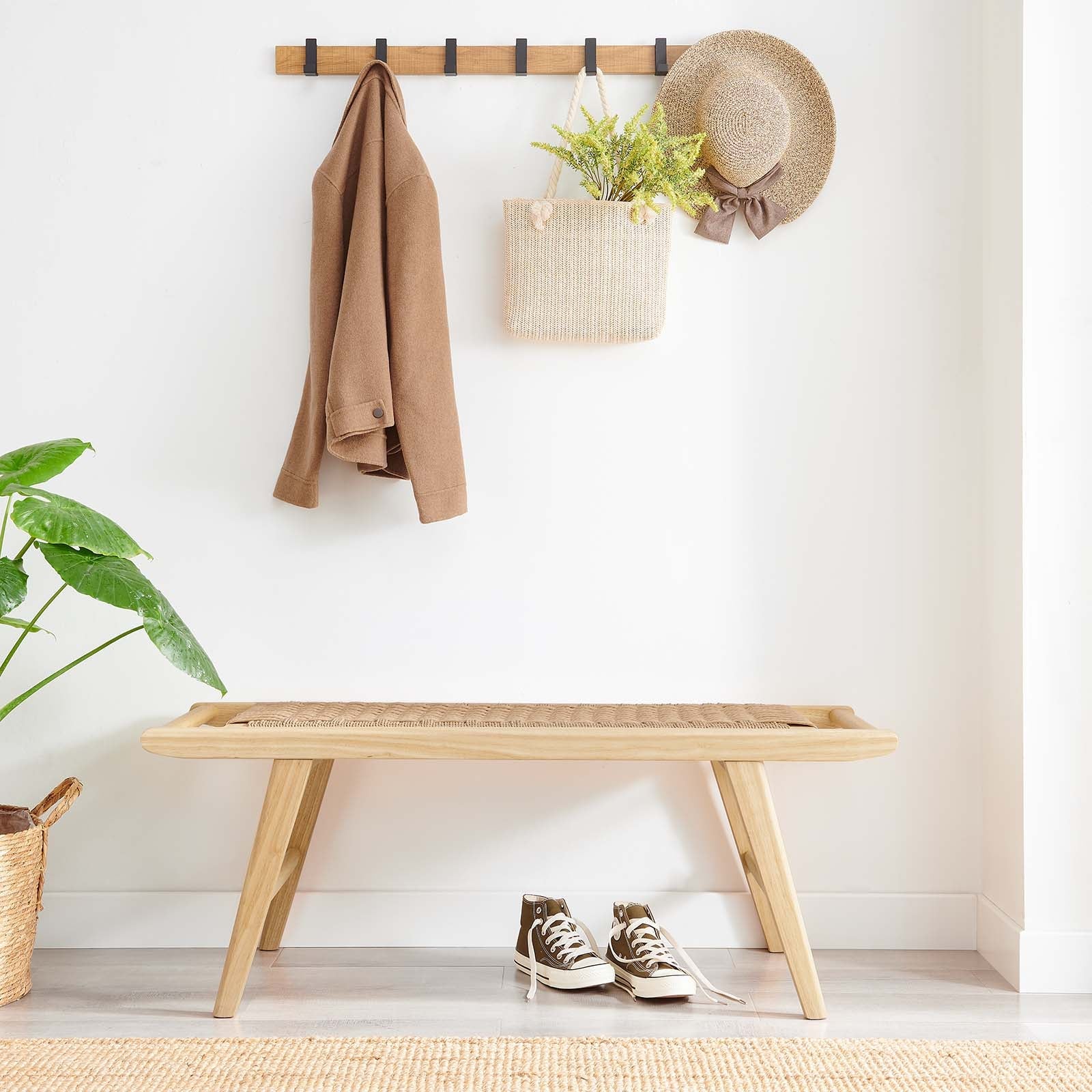 Saoirse 47&quot; Woven Rope Wood Bench By HouseBean