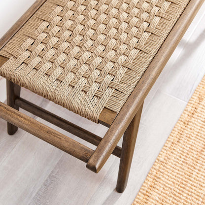 Saoirse 47&quot; Woven Rope Wood Bench By HouseBean