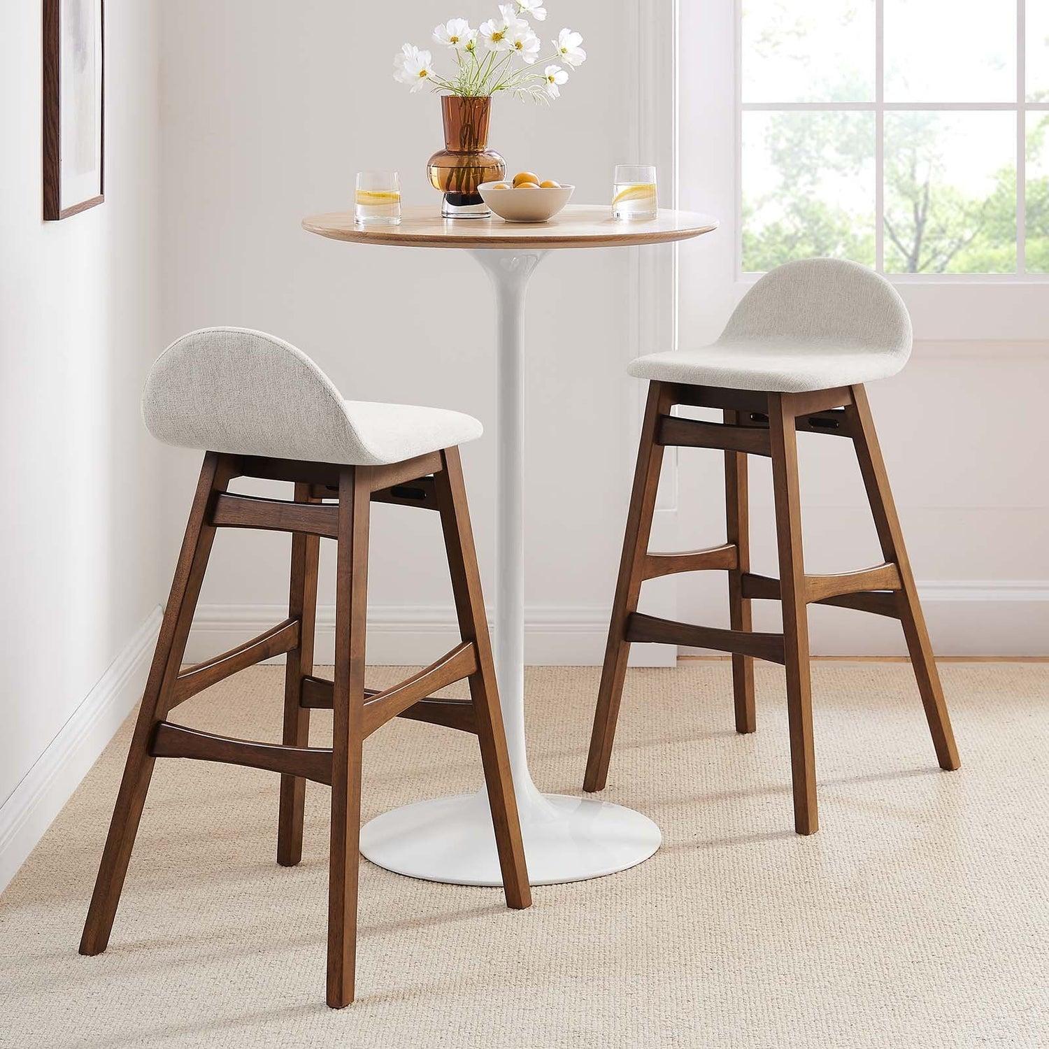 Juno Heathered Fabric Wood Bar Stool - Set of 2 By HouseBean