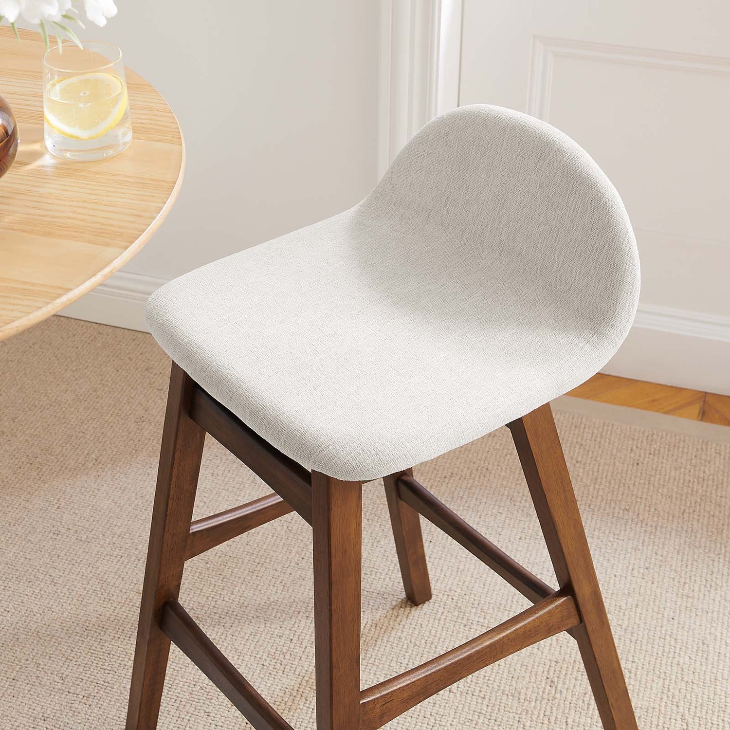 Juno Heathered Fabric Wood Bar Stool - Set of 2 By HouseBean