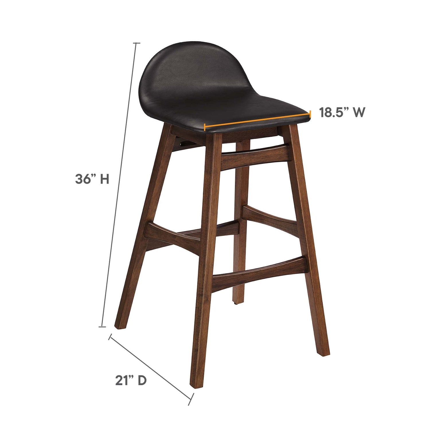 Juno Vegan Leather Wood Bar Stool - Set of 2 by Modway