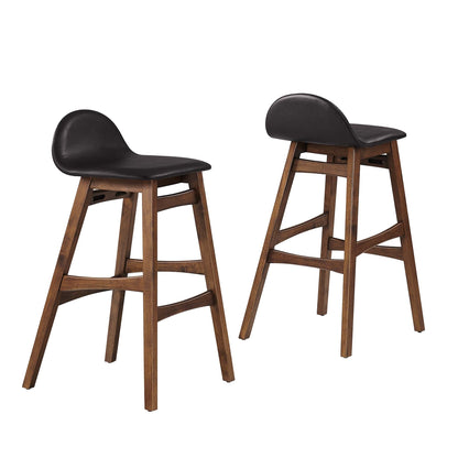 Juno Vegan Leather Wood Bar Stool - Set of 2 by Modway