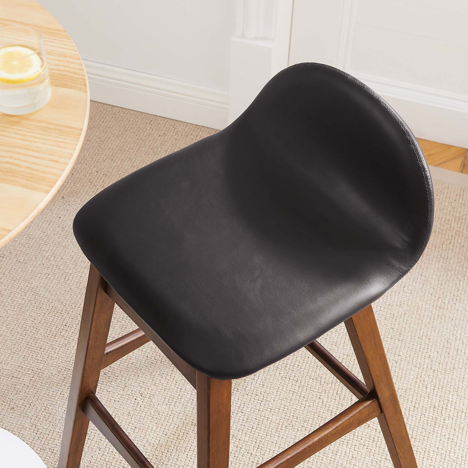 Juno Vegan Leather Wood Bar Stool - Set of 2 by Modway