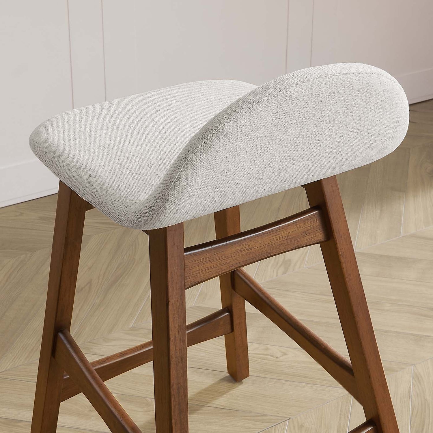 Juno Heathered Fabric Wood Counter Stool - Set of 2 By HouseBean