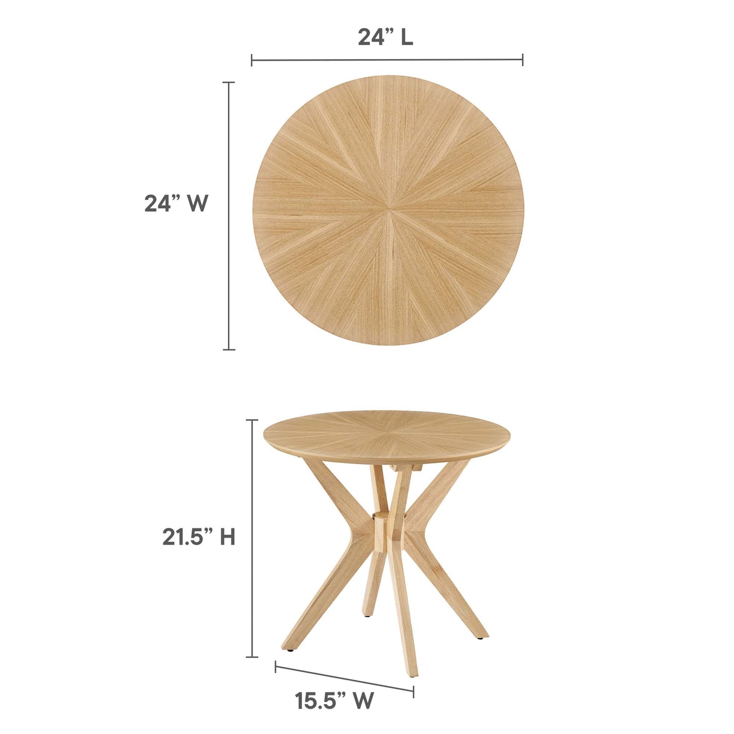 Crossroads 24&quot; Round Wood Side Table by Modway