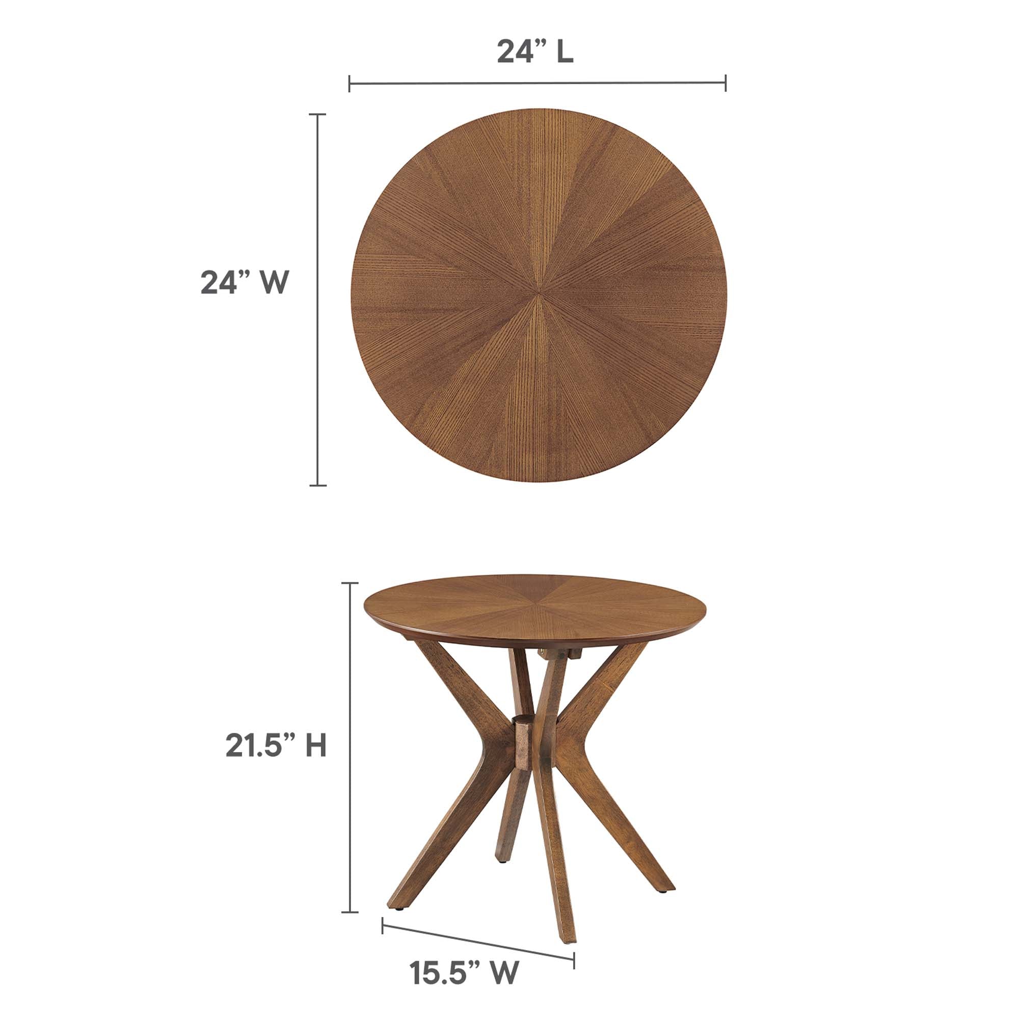 Crossroads 24&quot; Round Wood Side Table by Modway