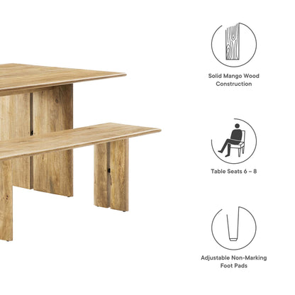Amistad 72&quot; Wood Dining Table and Bench Set by Modway