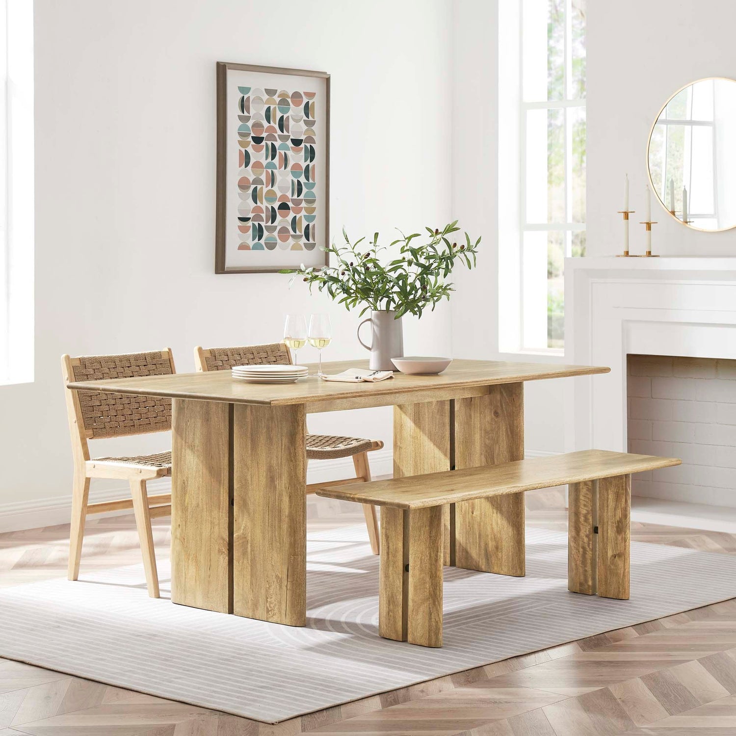 Amistad 72&quot; Wood Dining Table and Bench Set by Modway