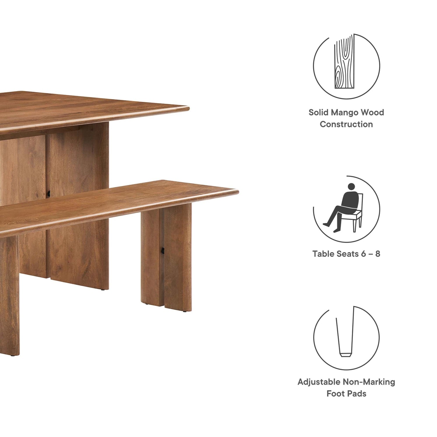 Amistad 72&quot; Wood Dining Table and Bench Set by Modway