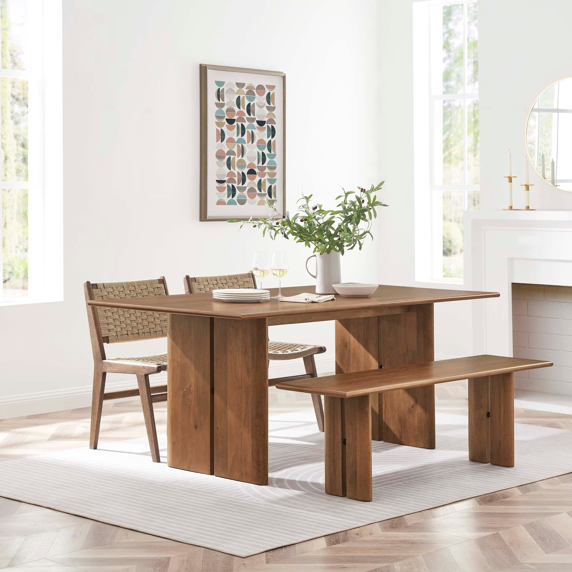 Amistad 72&quot; Wood Dining Table and Bench Set by Modway