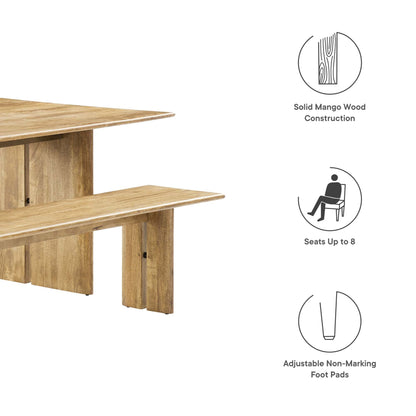 Amistad 86&quot; Wood Dining Table and Bench Set by Modway