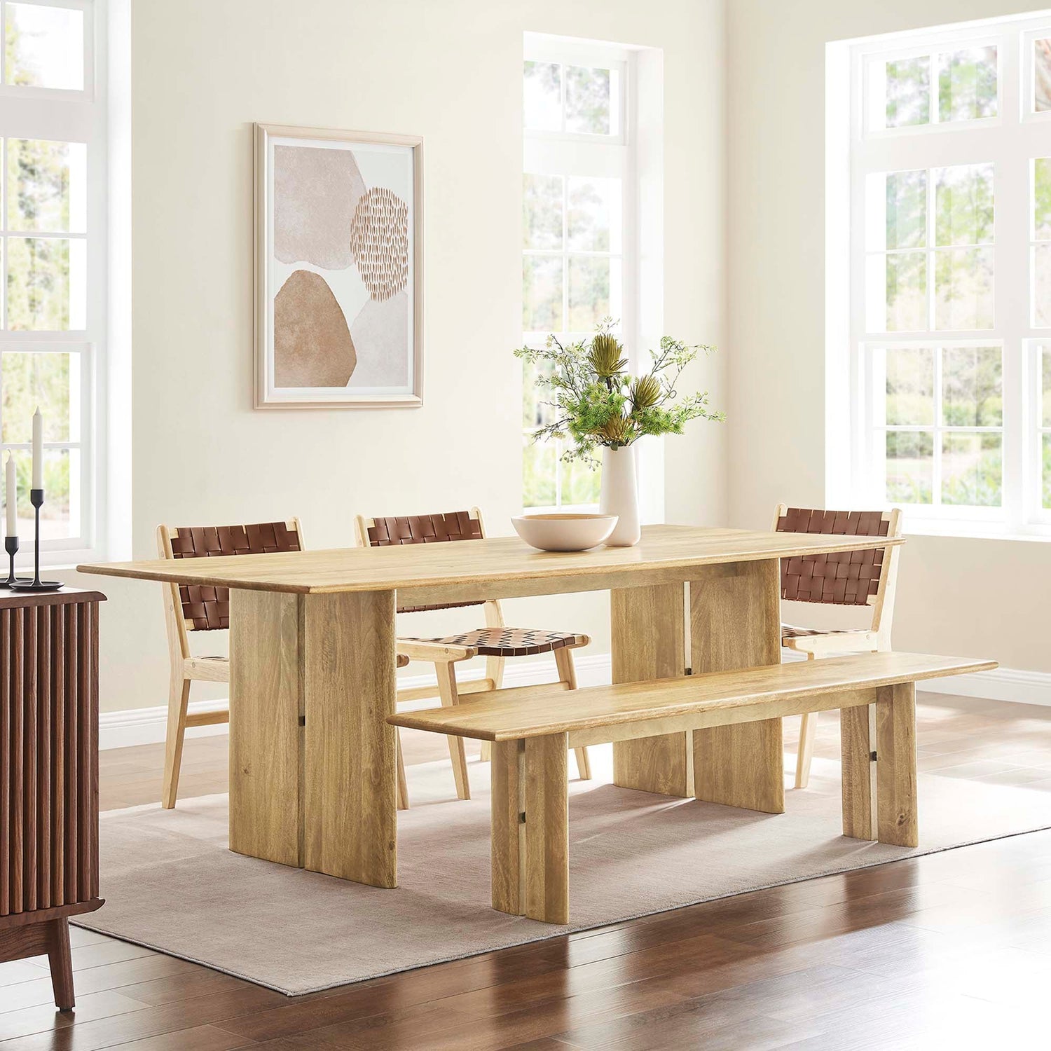 Amistad 86&quot; Wood Dining Table and Bench Set by Modway