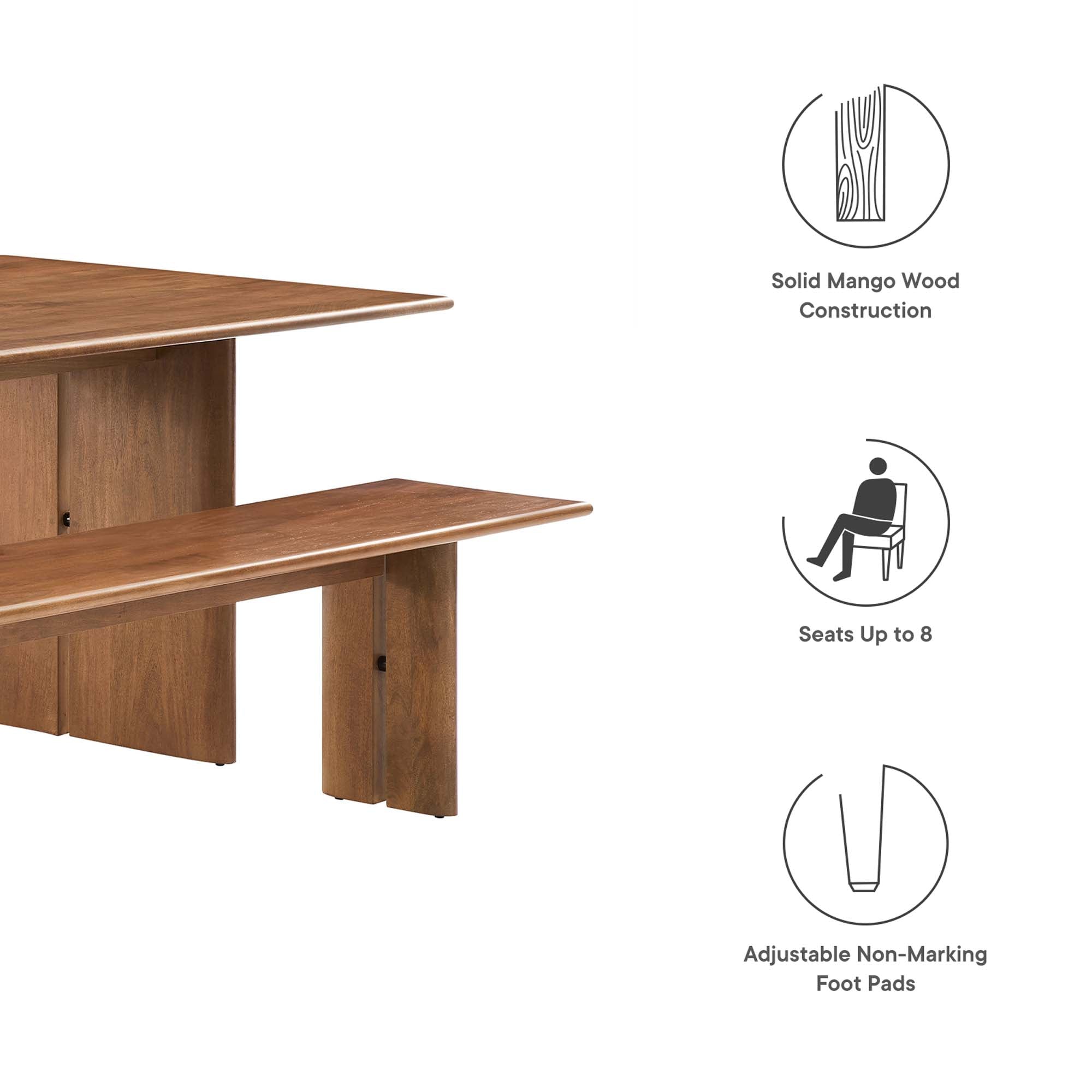 Amistad 86&quot; Wood Dining Table and Bench Set by Modway