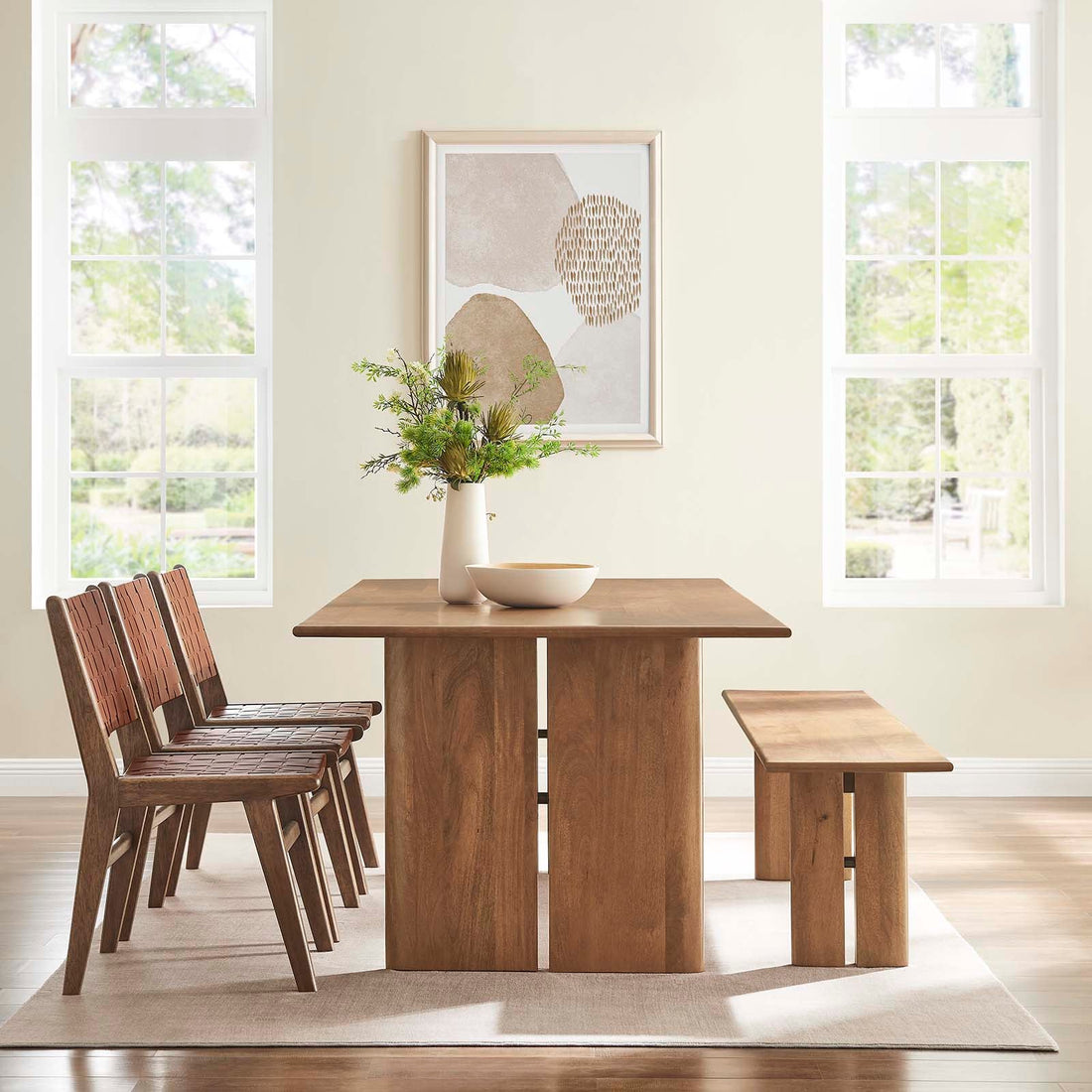 Amistad 86&quot; Wood Dining Table and Bench Set By HouseBean