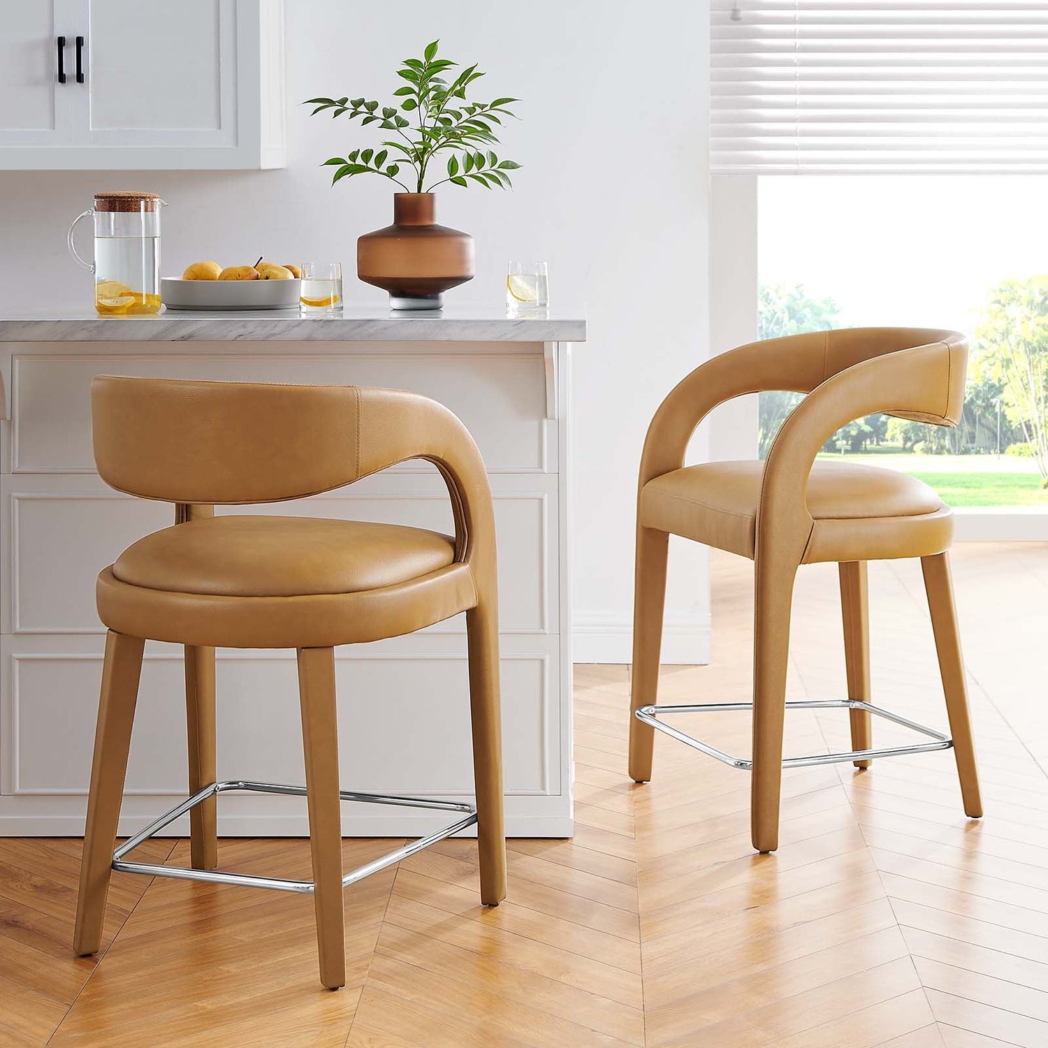 Pinnacle Vegan Leather Counter Stool Set of Two By HouseBean