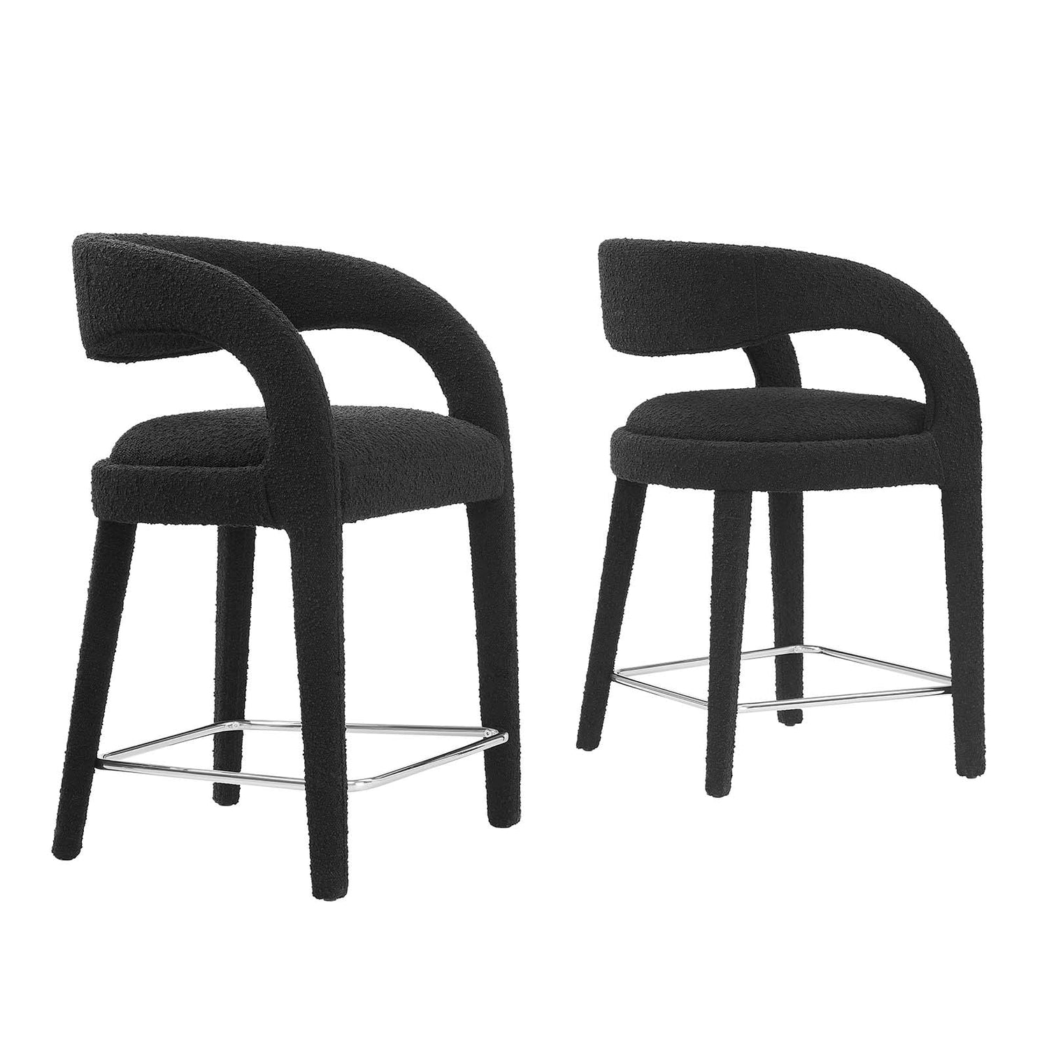 Pinnacle Boucle Upholstered Counter Stool Set of Two By HouseBean