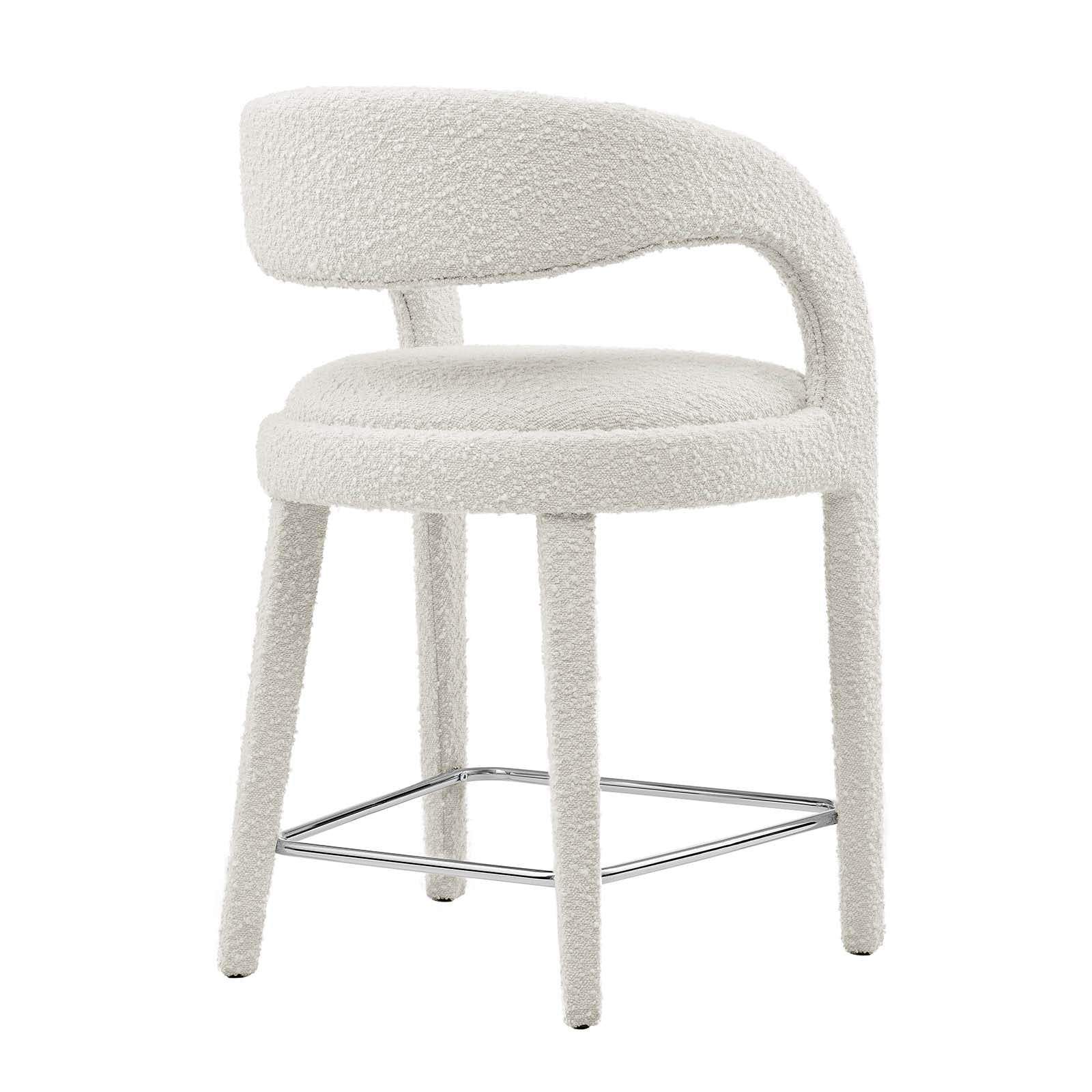 Pinnacle Boucle Upholstered Counter Stool Set of Two By HouseBean