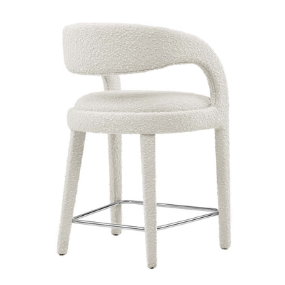 Pinnacle Boucle Upholstered Counter Stool Set of Two By HouseBean