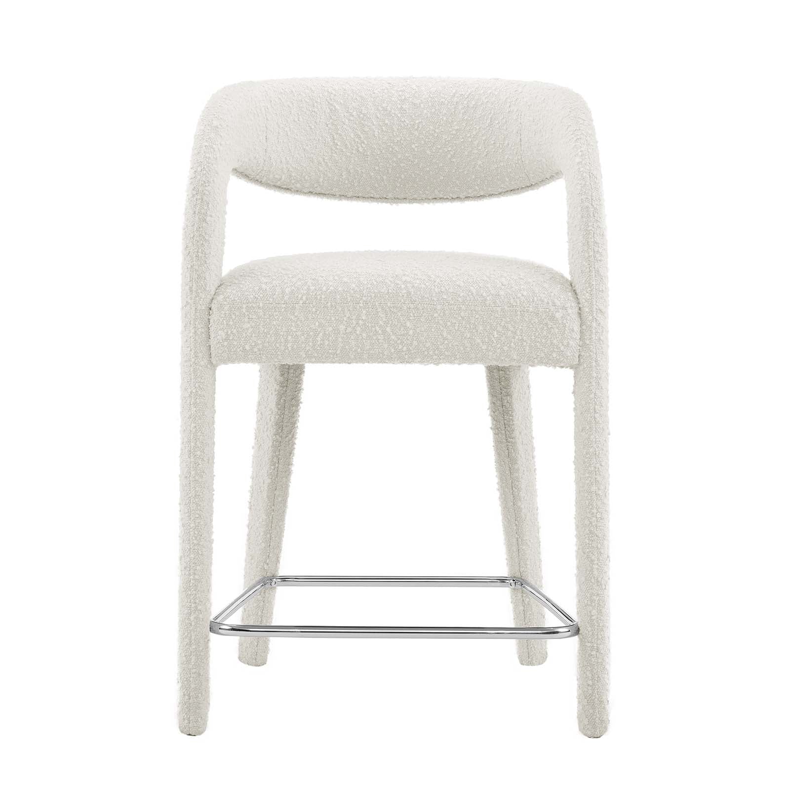 Pinnacle Boucle Upholstered Counter Stool Set of Two By HouseBean