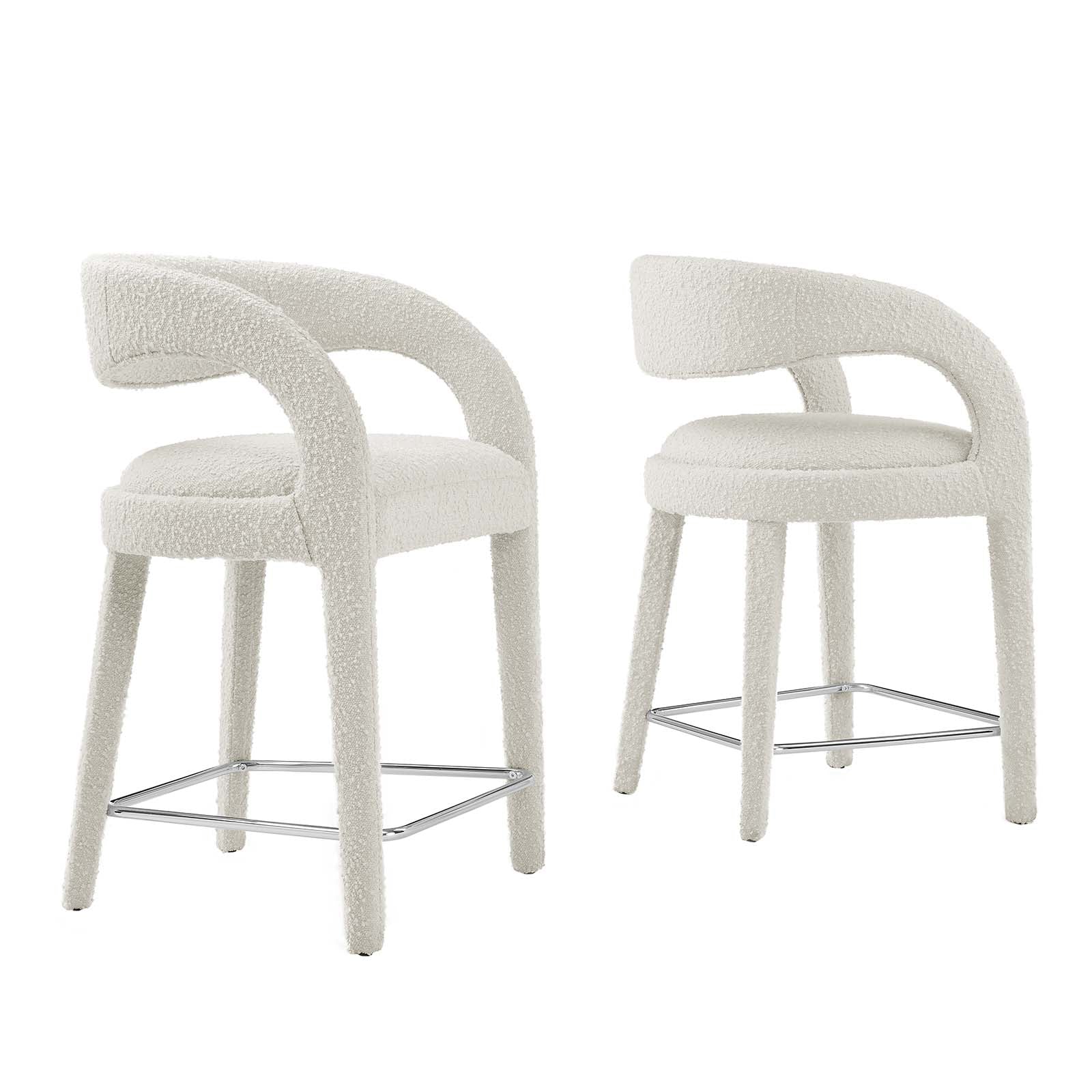 Pinnacle Boucle Upholstered Counter Stool Set of Two By HouseBean