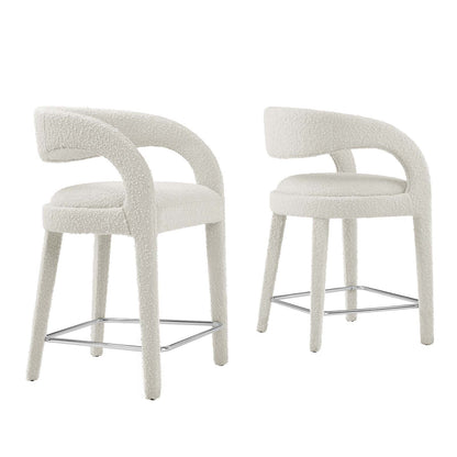 Pinnacle Boucle Upholstered Counter Stool Set of Two By HouseBean