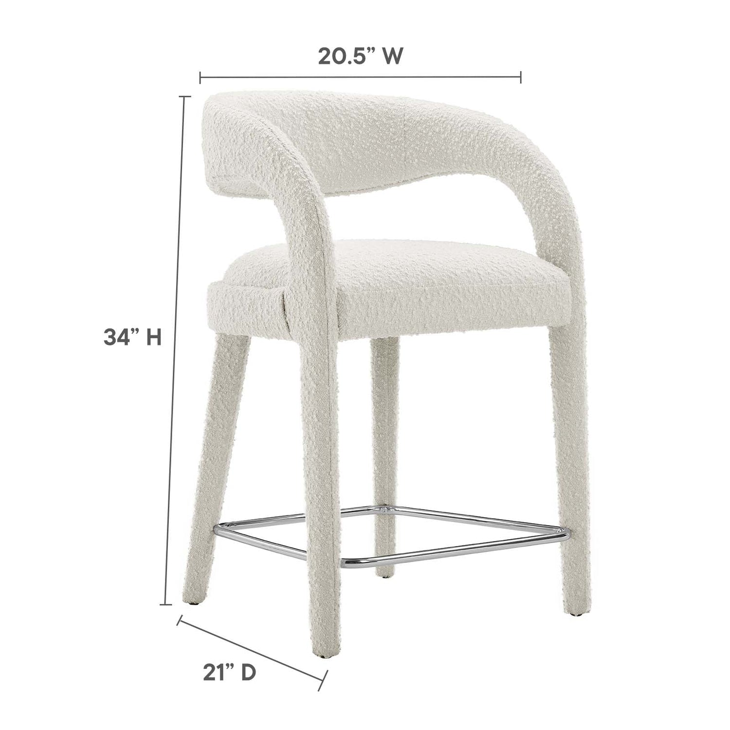 Pinnacle Boucle Upholstered Counter Stool Set of Two By HouseBean