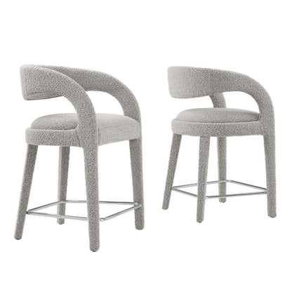 Pinnacle Boucle Upholstered Counter Stool Set of Two By HouseBean