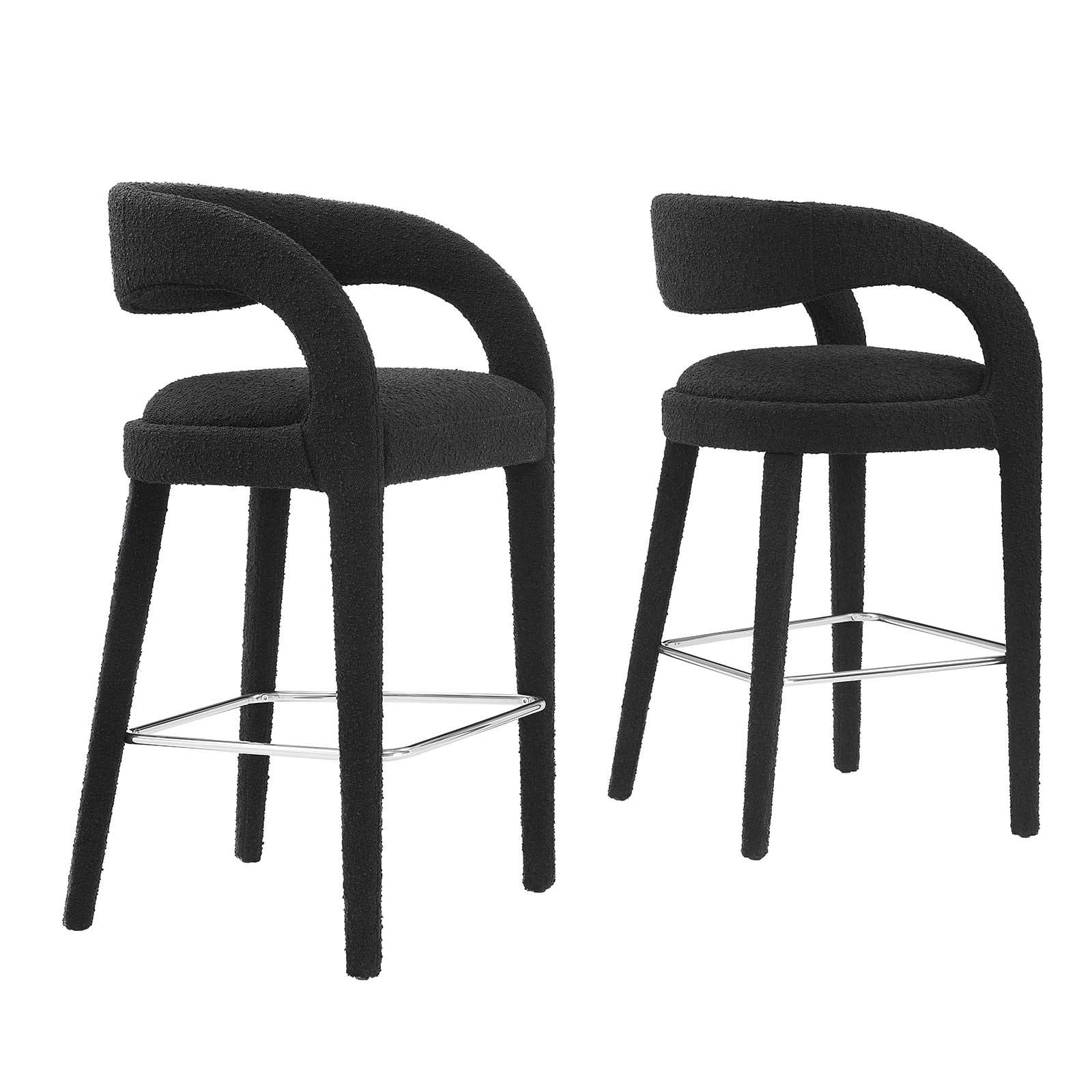 Pinnacle Boucle Upholstered Bar Stool Set of Two By HouseBean