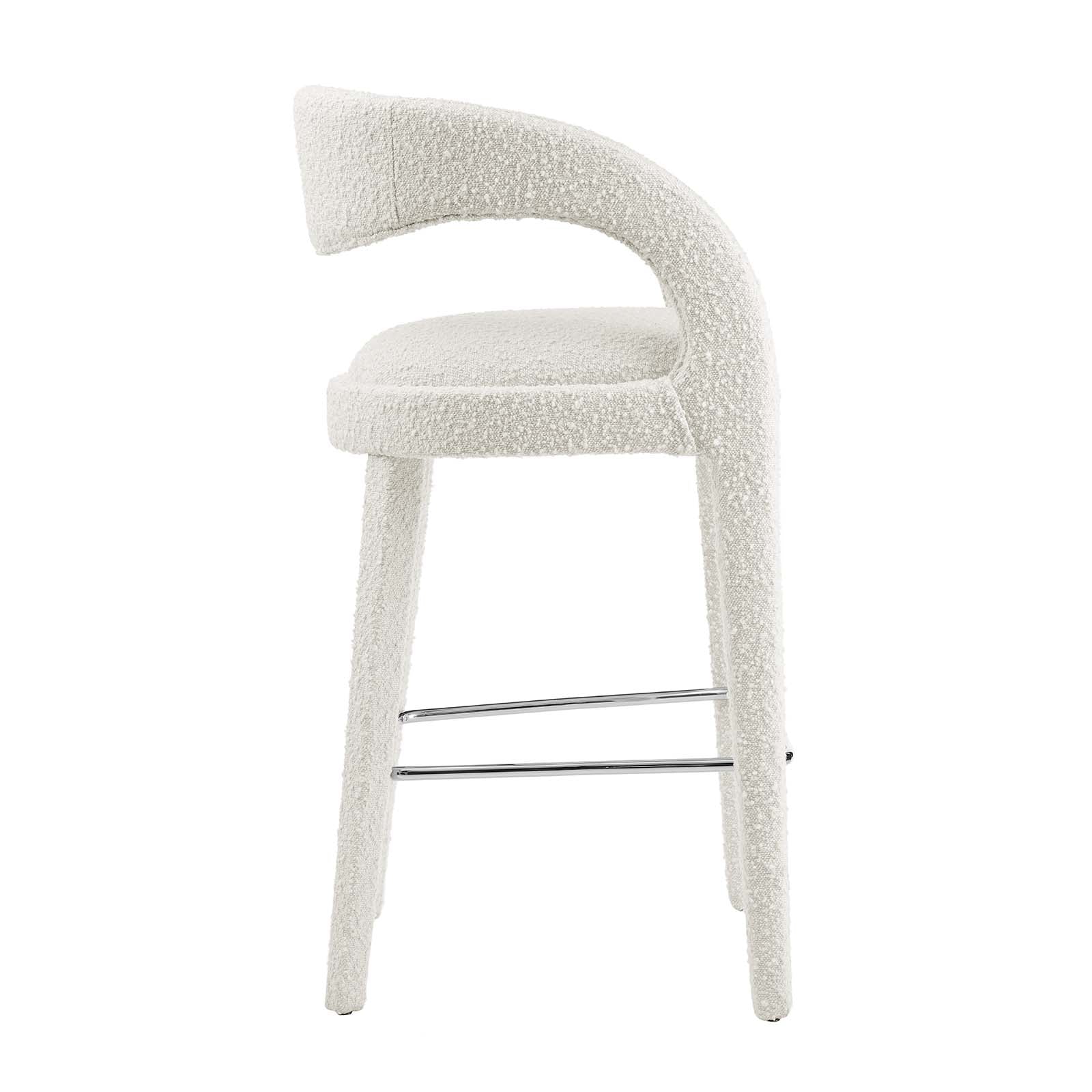 Pinnacle Boucle Upholstered Bar Stool Set of Two By HouseBean