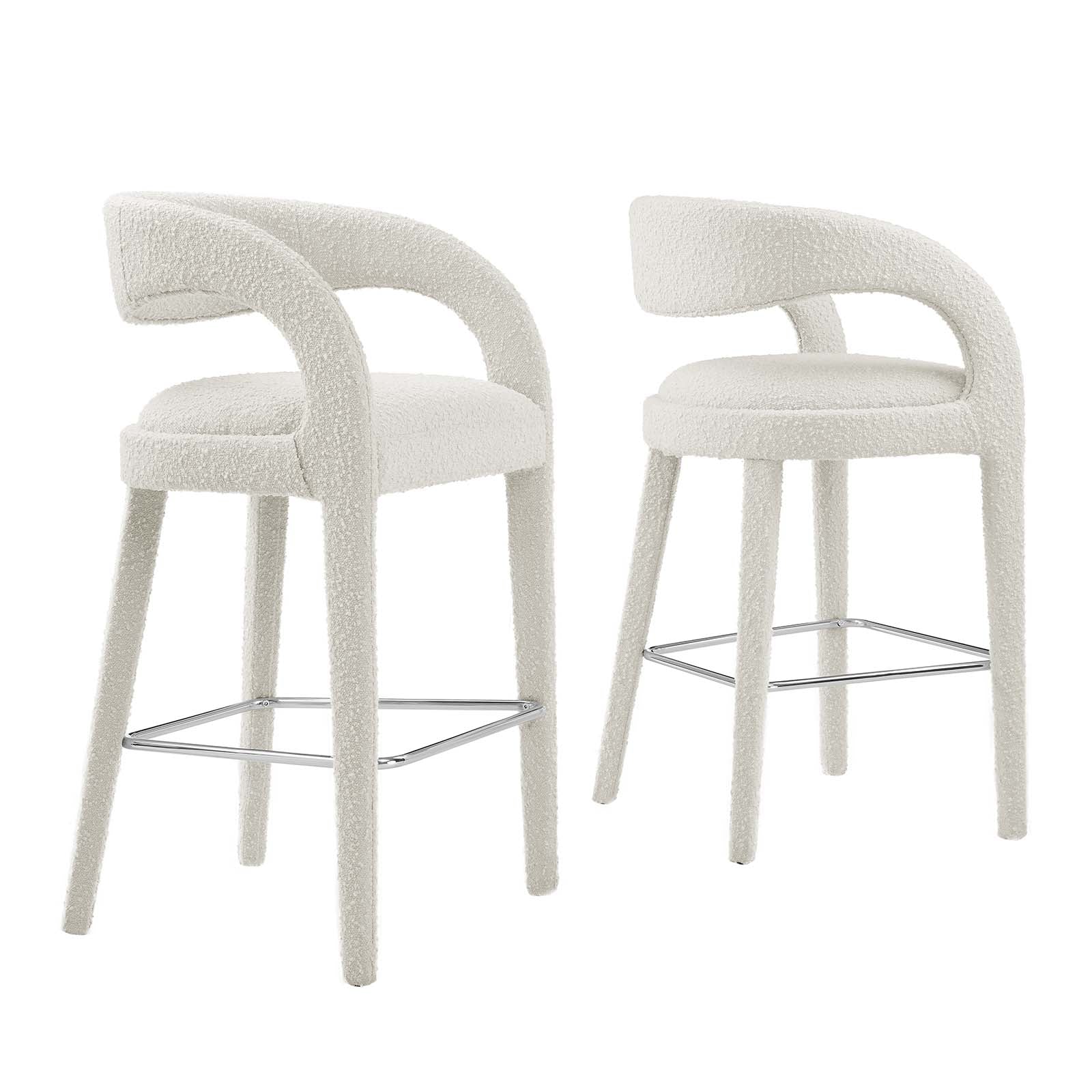 Pinnacle Boucle Upholstered Bar Stool Set of Two By HouseBean