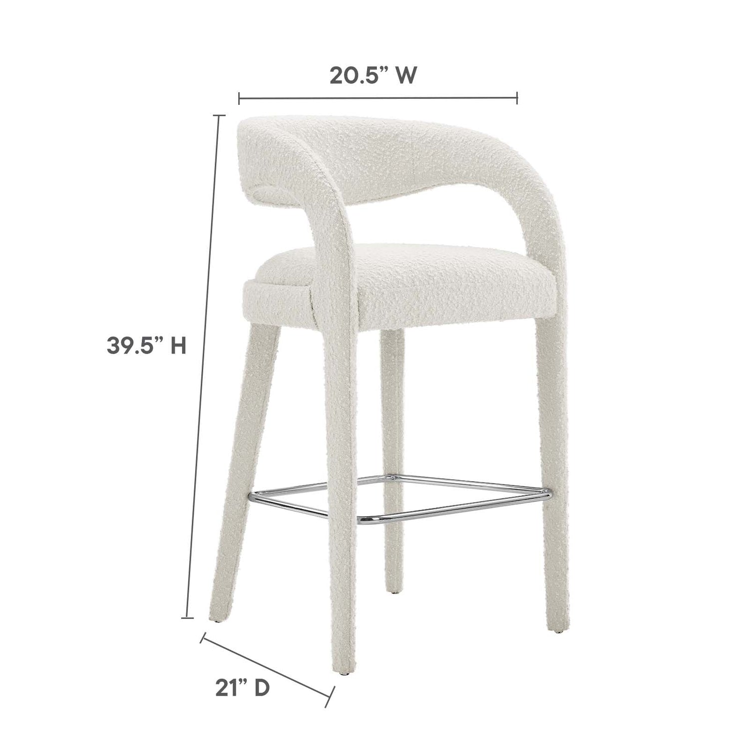 Pinnacle Boucle Upholstered Bar Stool Set of Two By HouseBean