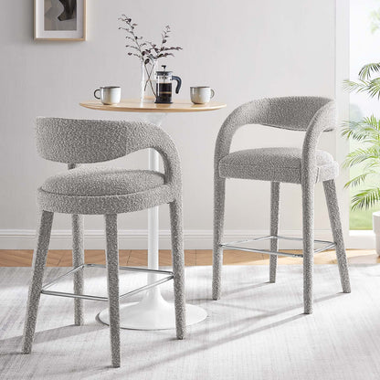 Pinnacle Boucle Upholstered Bar Stool Set of Two By HouseBean