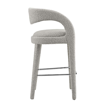 Pinnacle Boucle Upholstered Bar Stool Set of Two By HouseBean