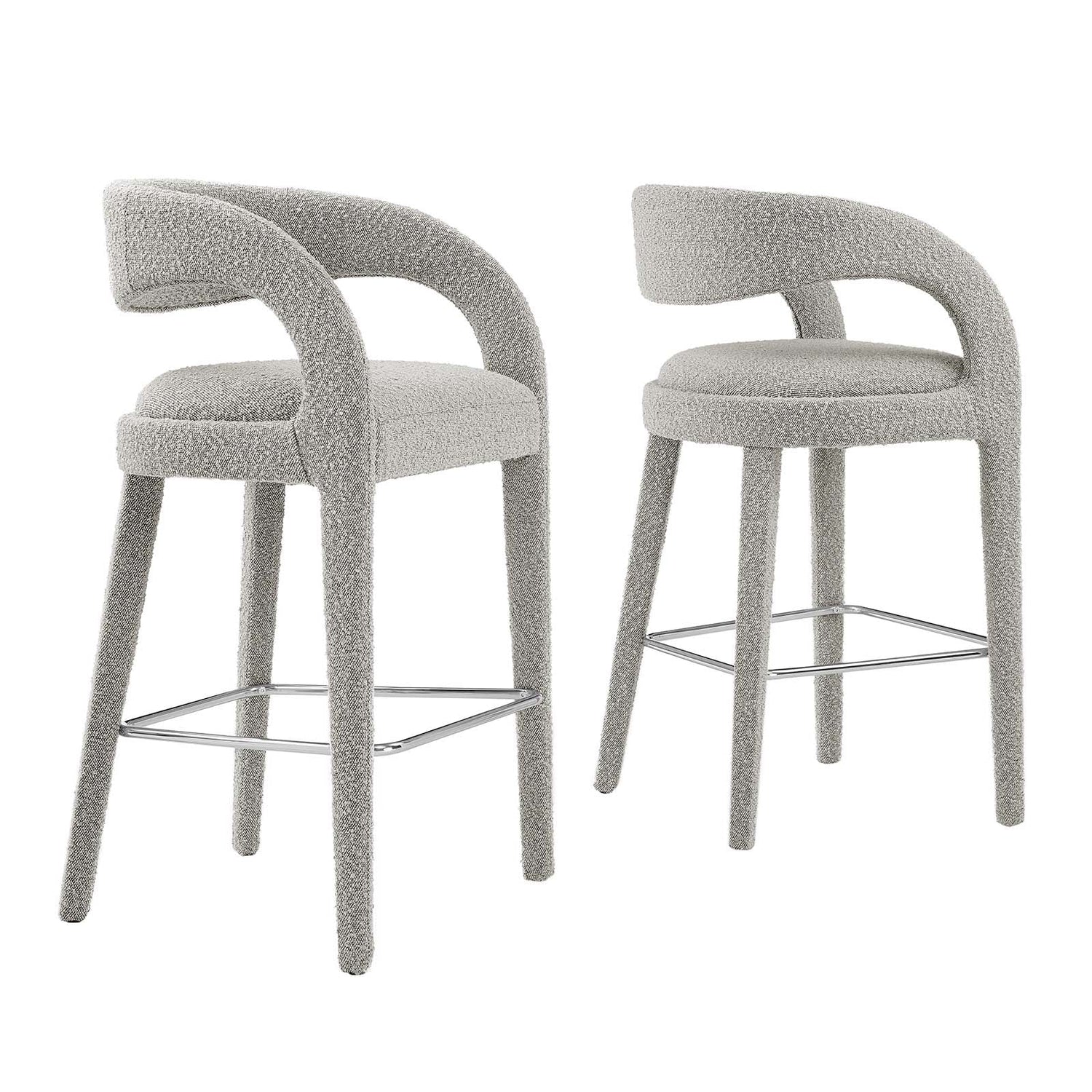 Pinnacle Boucle Upholstered Bar Stool Set of Two By HouseBean