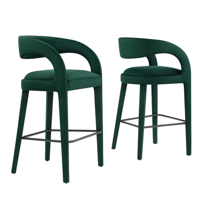 Pinnacle Performance Velvet Bar Stool Set of Two By HouseBean