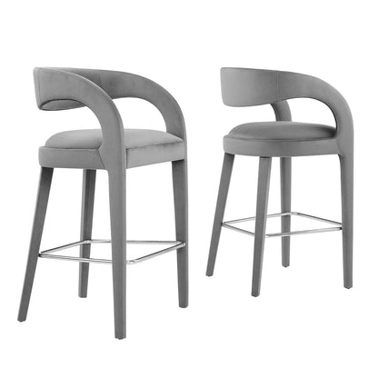 Pinnacle Performance Velvet Bar Stool Set of Two By HouseBean