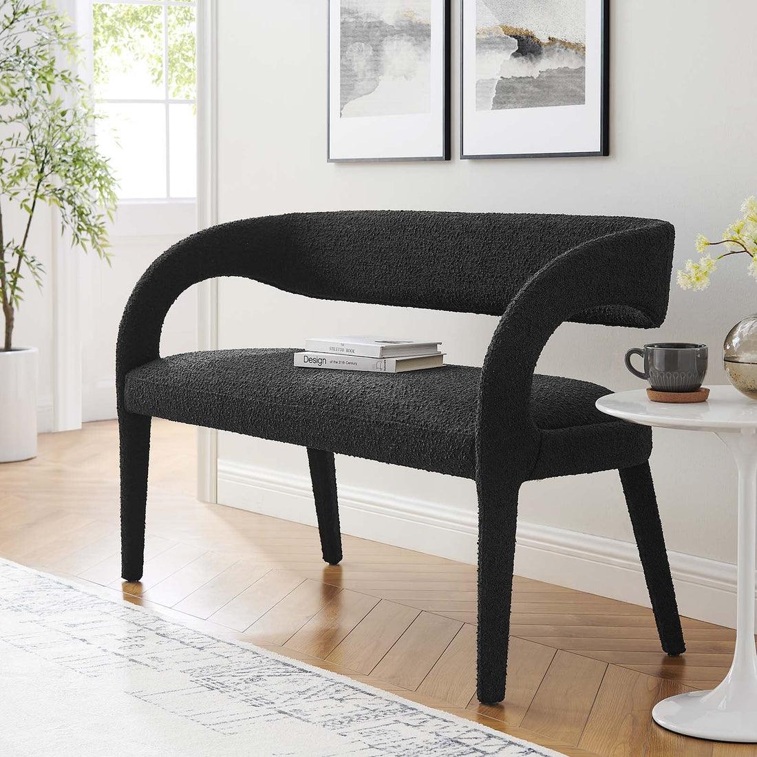 Pinnacle Boucle Fabric Accent Bench By HouseBean