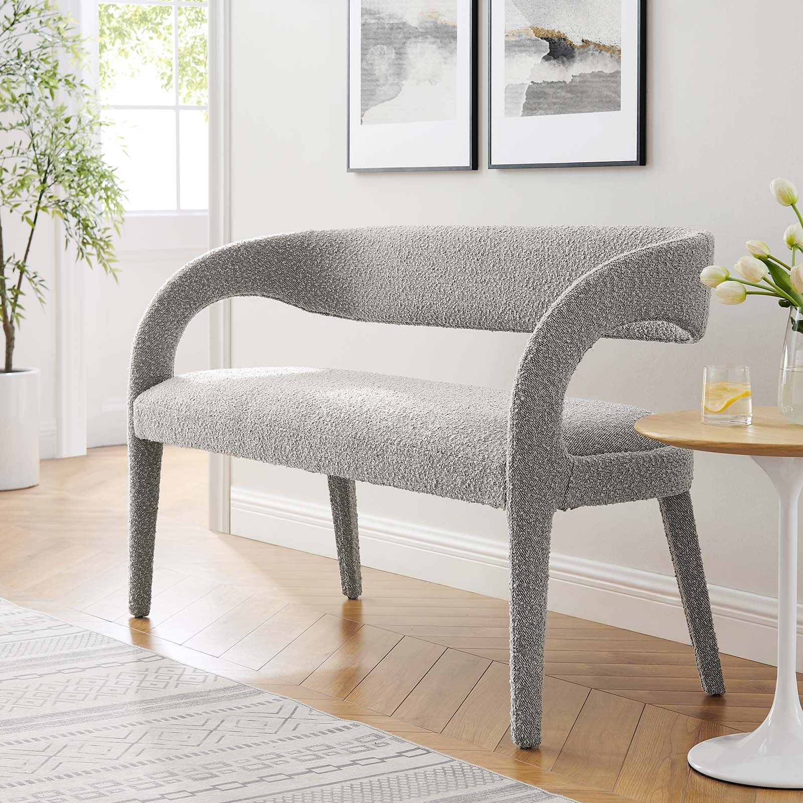 Pinnacle Boucle Fabric Accent Bench By HouseBean