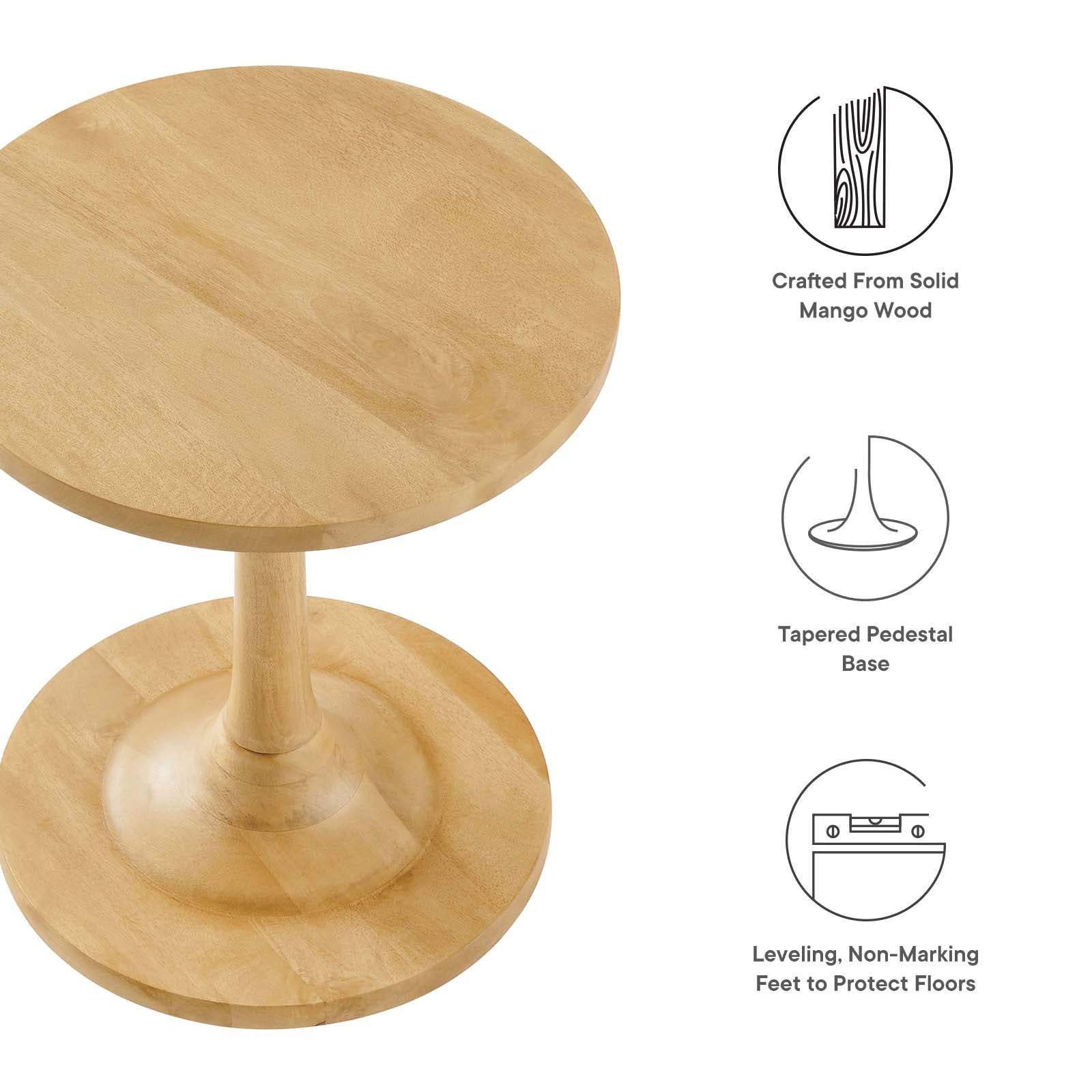 Lina Round Wood Side Table By HouseBean