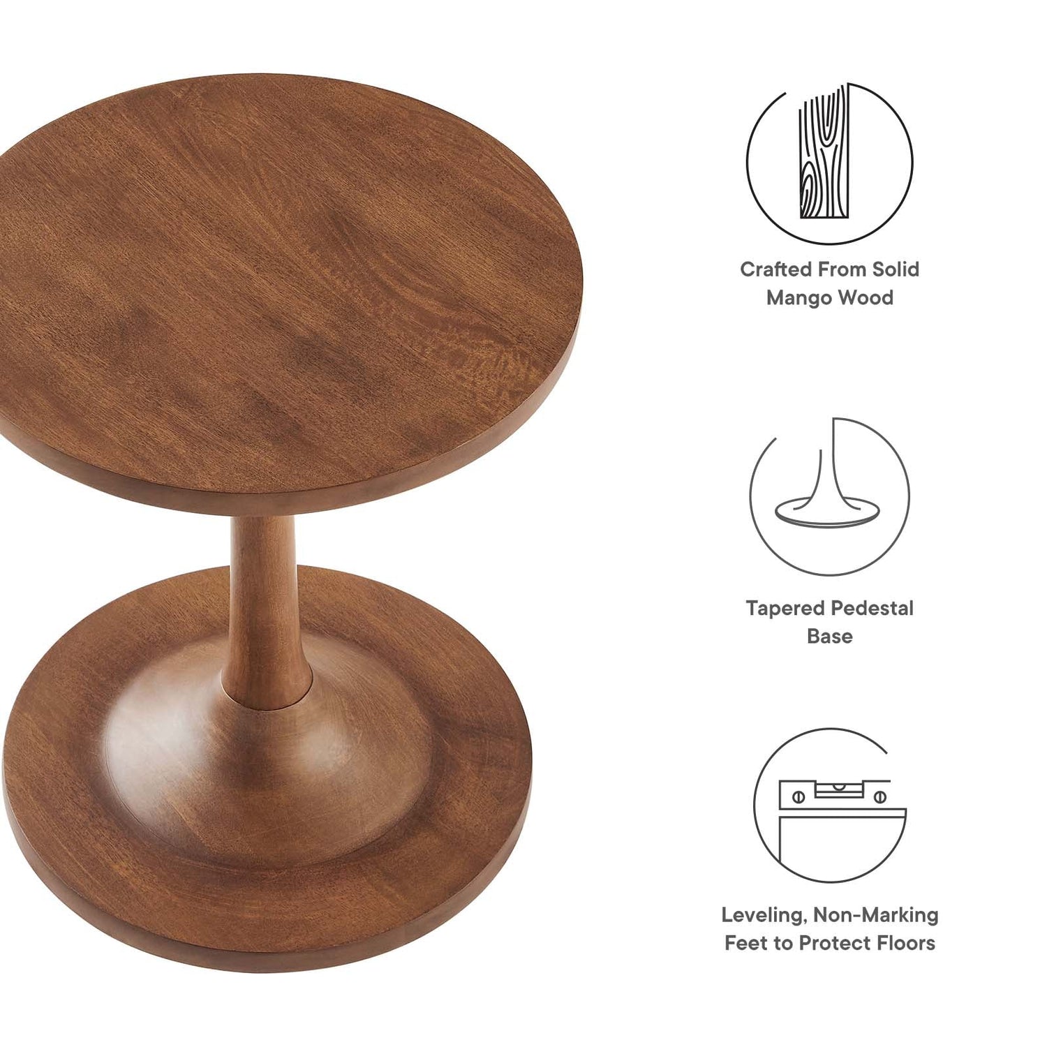 Lina Round Wood Side Table By HouseBean