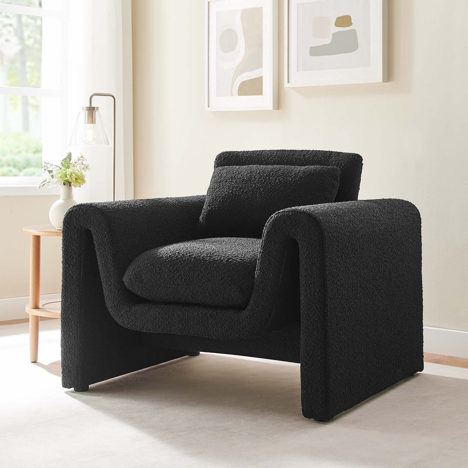 Waverly Boucle Upholstered Armchair By HouseBean