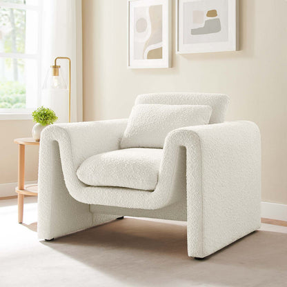 Waverly Boucle Upholstered Armchair By HouseBean