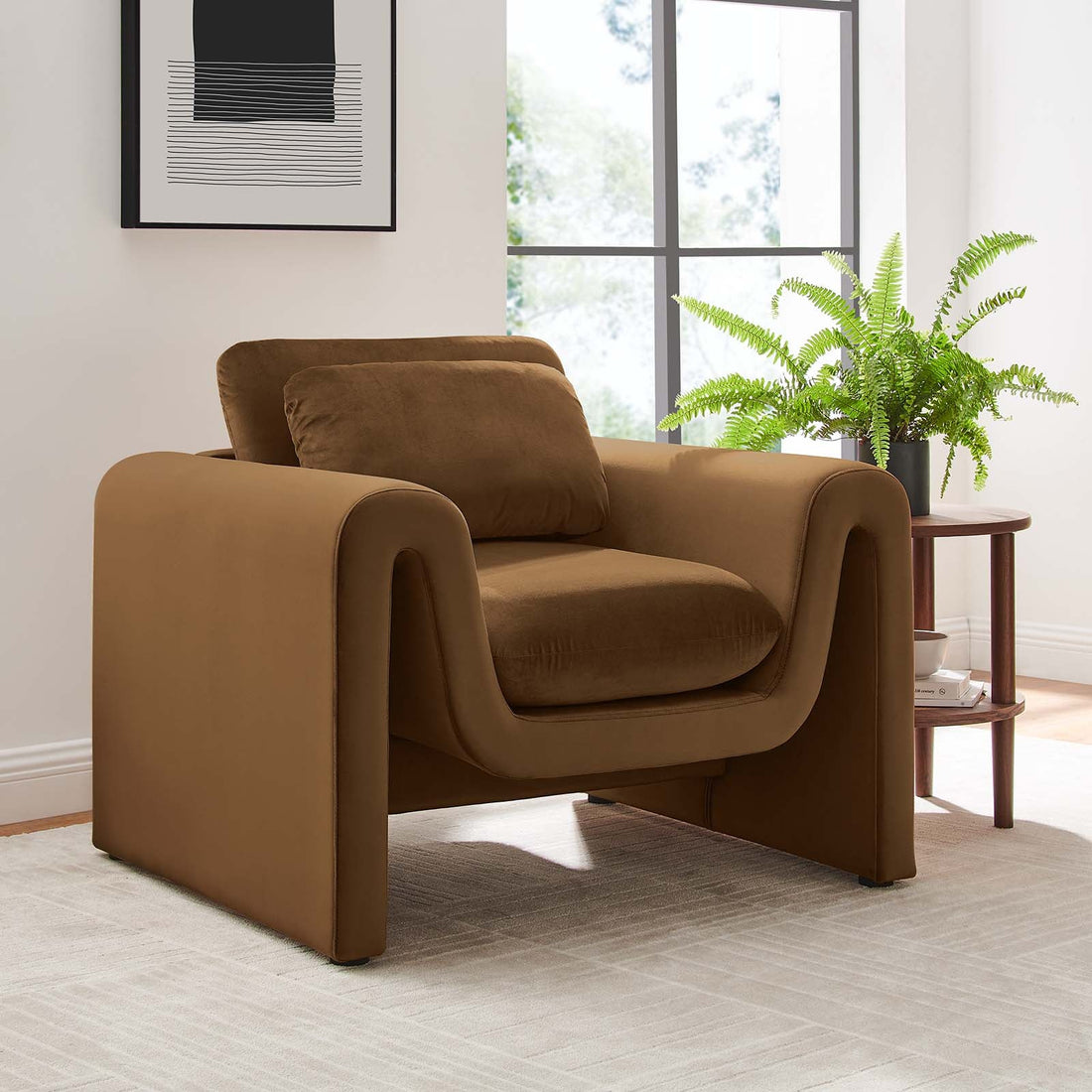 Waverly Performance Velvet Armchair By HouseBean