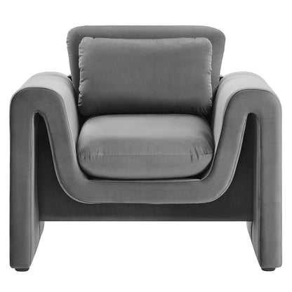 Waverly Performance Velvet Armchair By HouseBean