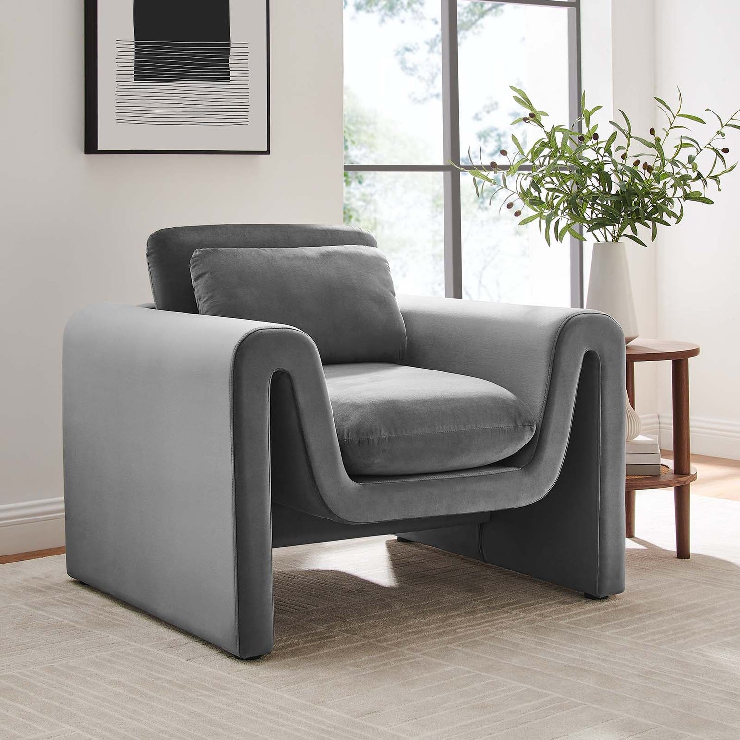 Waverly Performance Velvet Armchair By HouseBean