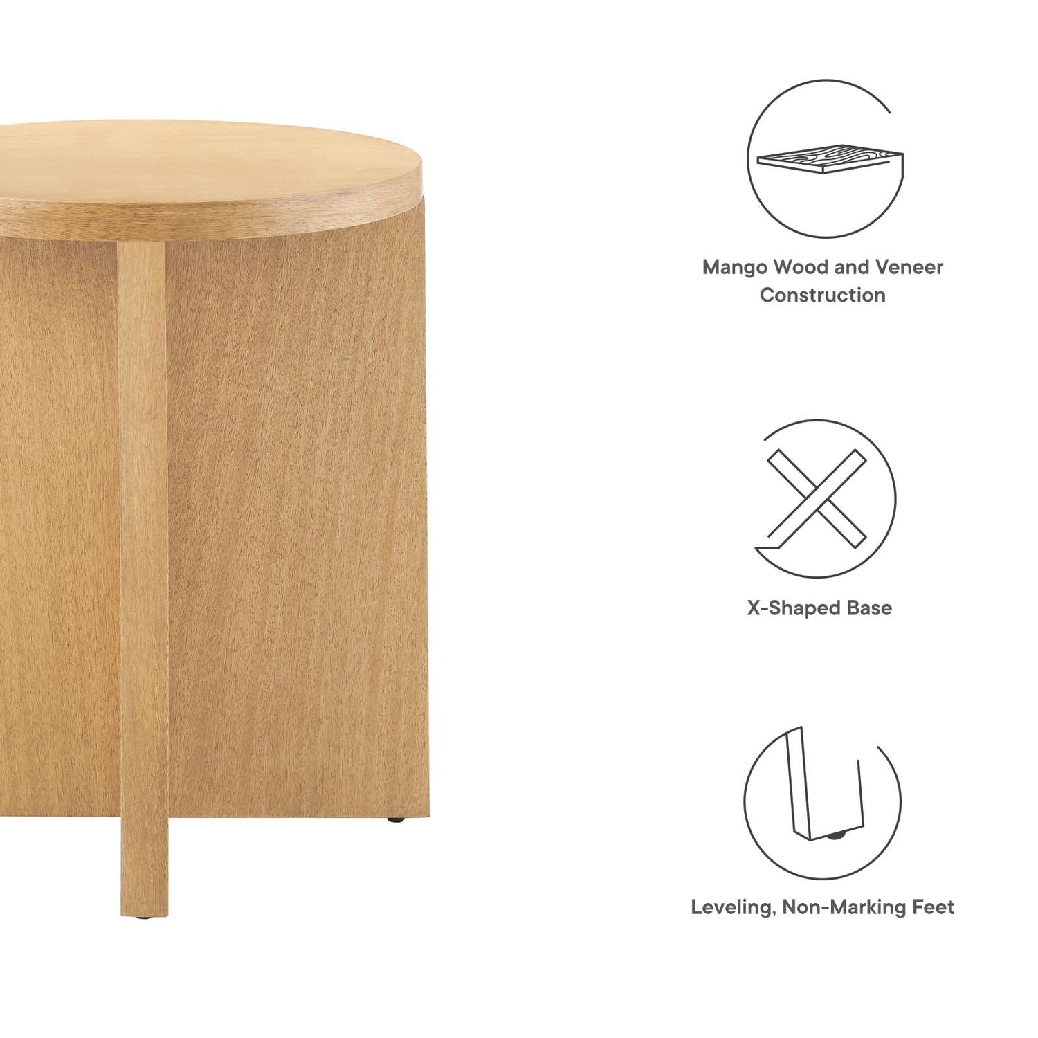 Silas Round Wood Side Table By HouseBean