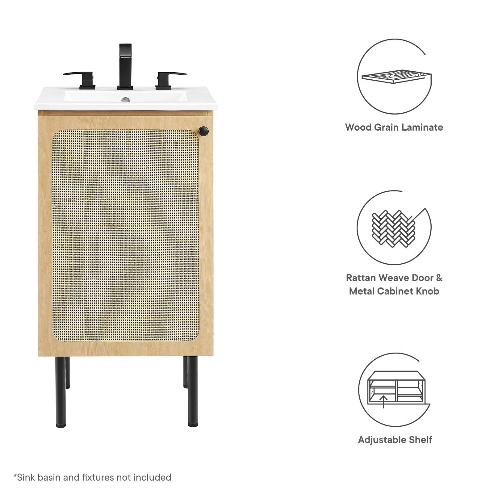 Chaucer 18&quot; Bathroom Vanity Cabinet (Sink Basin Not Included) By HouseBean