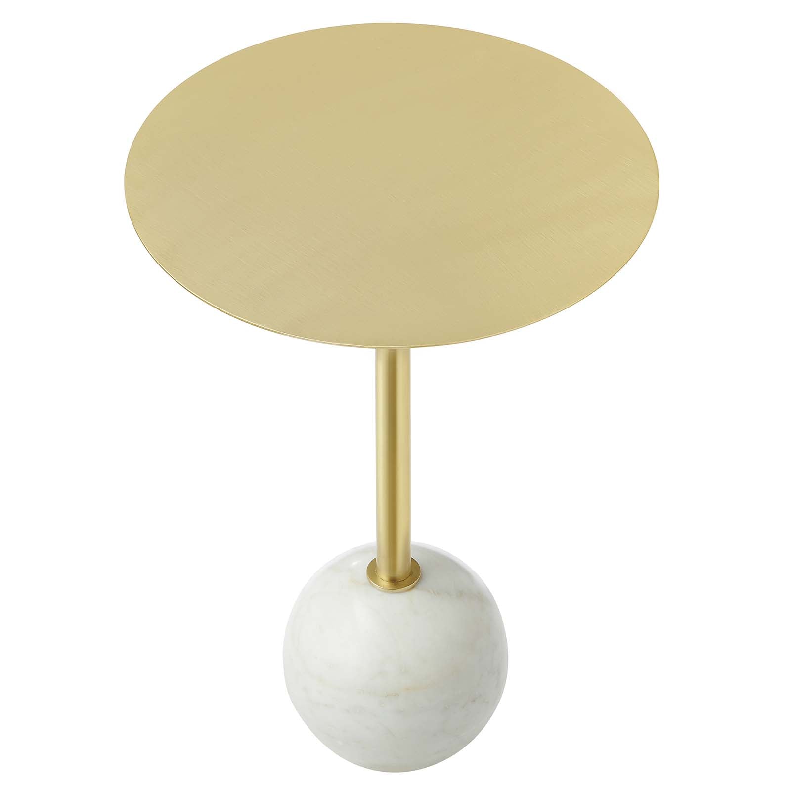 Aliza Round White Marble Side Table By HouseBean