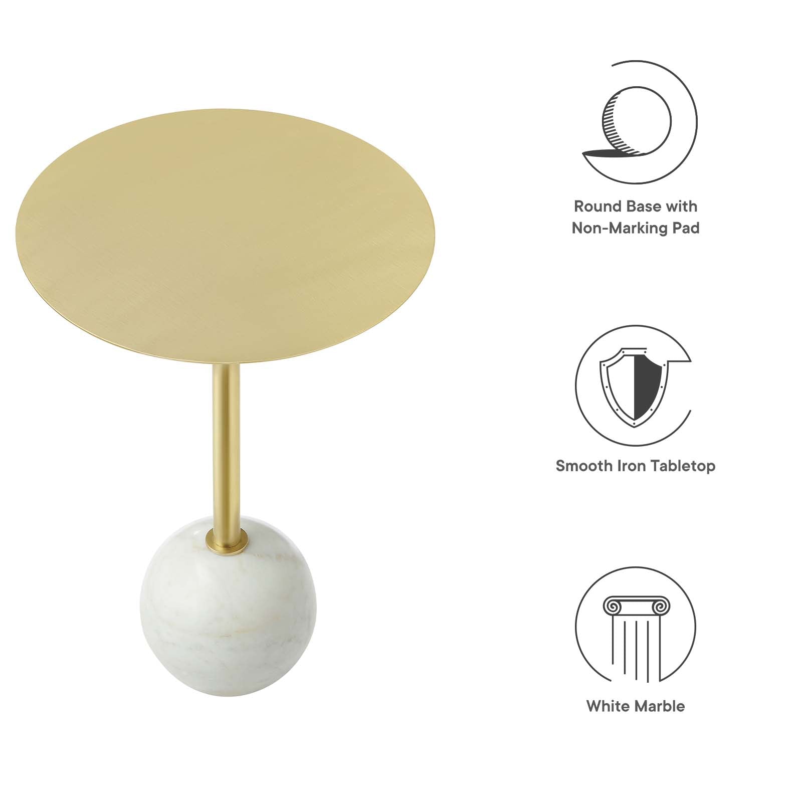 Aliza Round White Marble Side Table By HouseBean